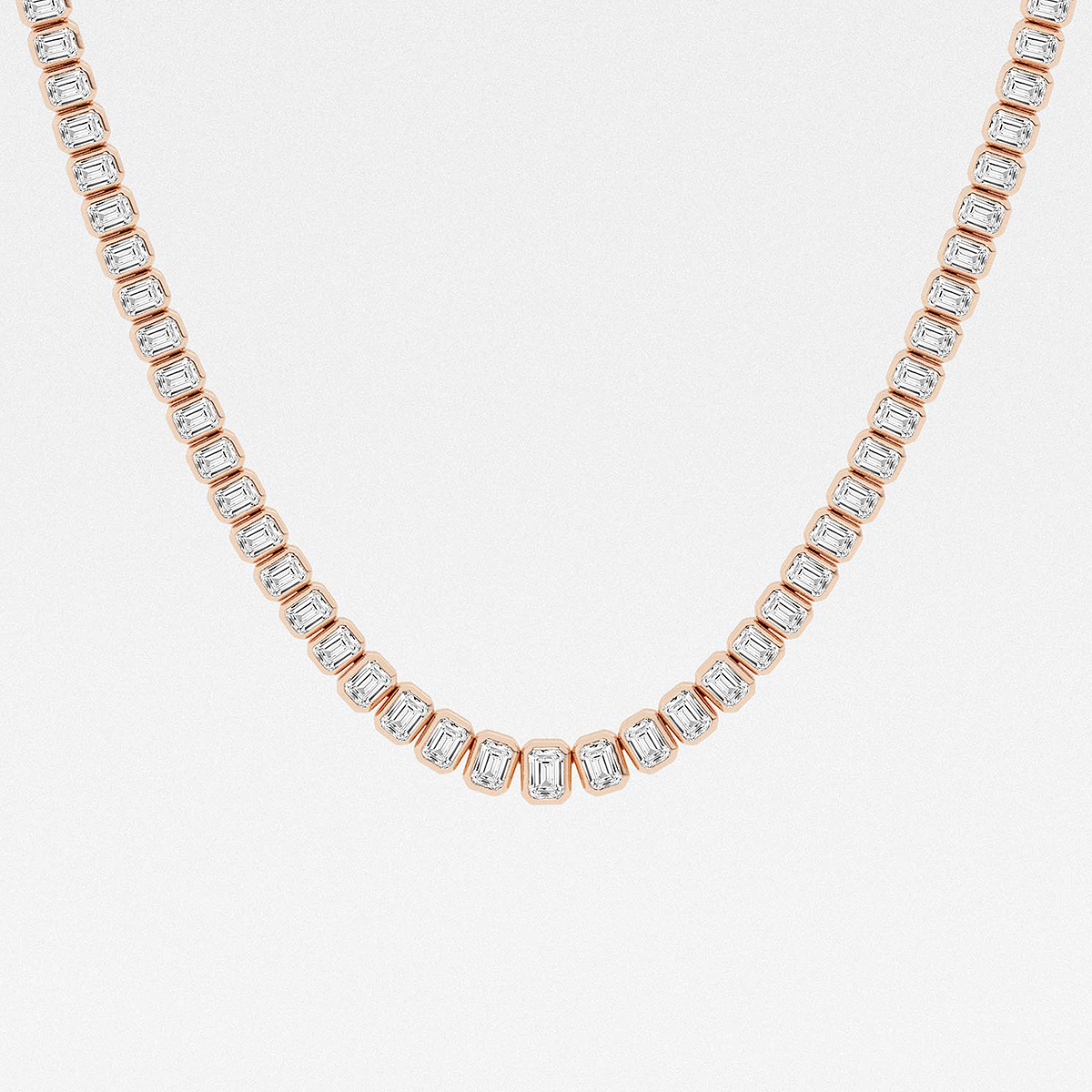 Additional Image 1 for  16 ctw Emerald Lab Grown Diamond Graduated Bezel Set Tennis Necklace